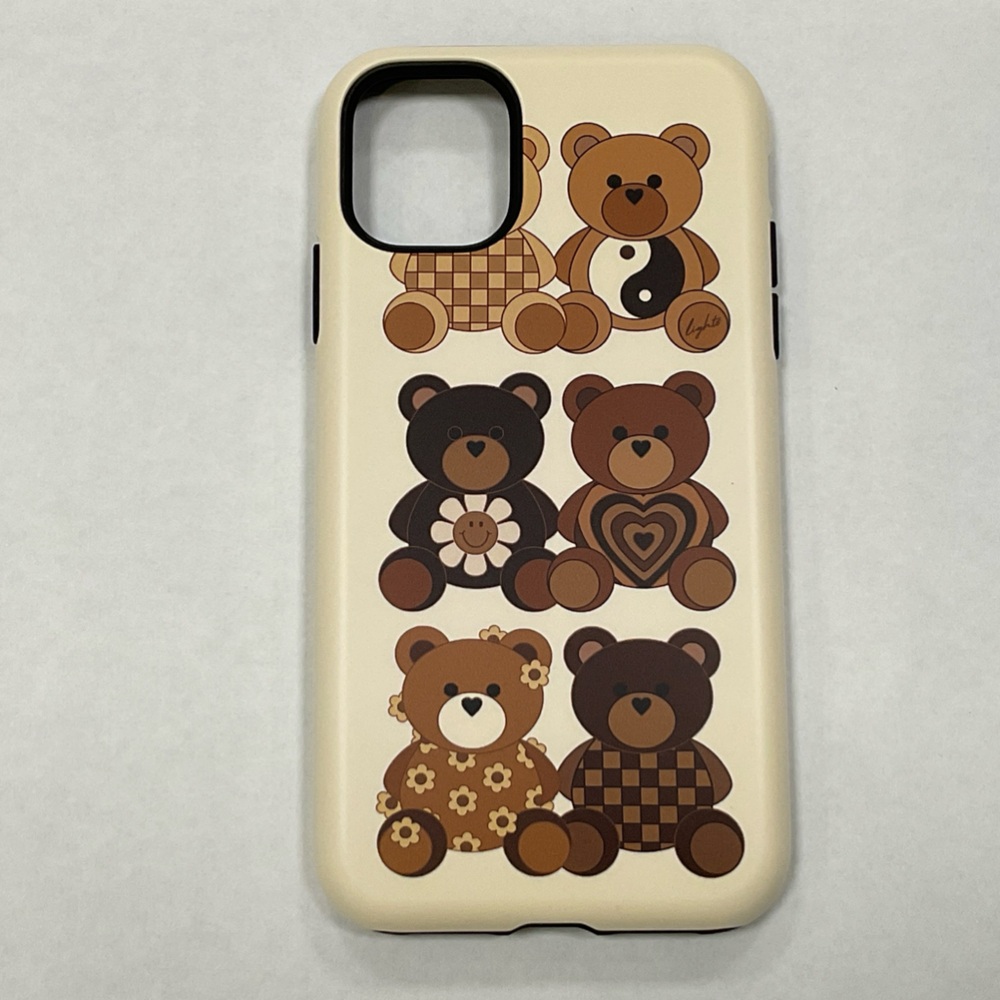 iPhone 11 - Bear Design Phone Case - Cream in Matte Finish
